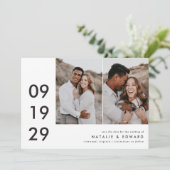 Het hedendaagse multi-fototypografie van het huwel save the date (Staand voorkant)