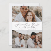Het hedendaagse multi-fototypografie van het huwel save the date (Voorkant)