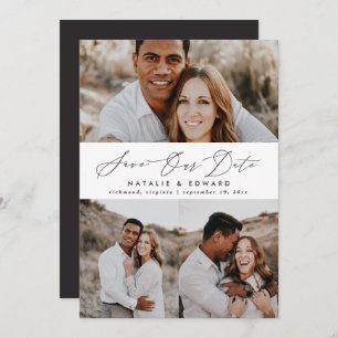 Het hedendaagse multi-fototypografie van het huwel save the date