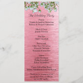 Het hedendaagse roze metaal en witte rozen huwelij programmakaart (Achterkant)