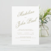 Het hedendaagse Sage Green Calligraphy Wedding Kaart (Staand voorkant)
