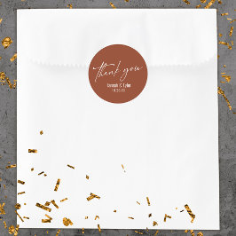 Het hedendaagse schrijven Terracotta Dank u Ronde Sticker