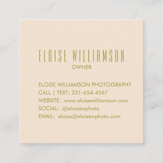 Het hedendaagse Trendy Chic Bold Typography Green Vierkante Visitekaartje (Achterkant)