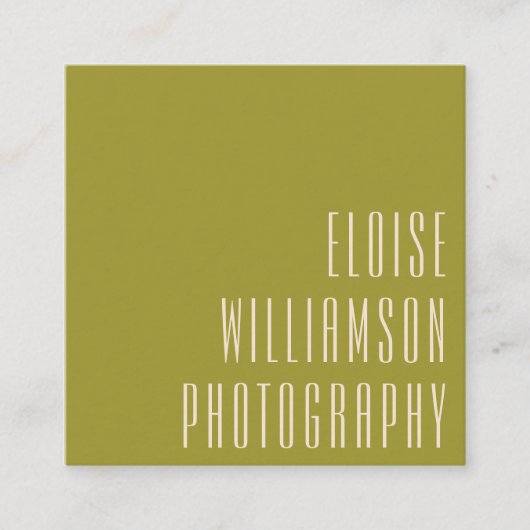 Het hedendaagse Trendy Chic Bold Typography Green Vierkante Visitekaartje (Voorkant)