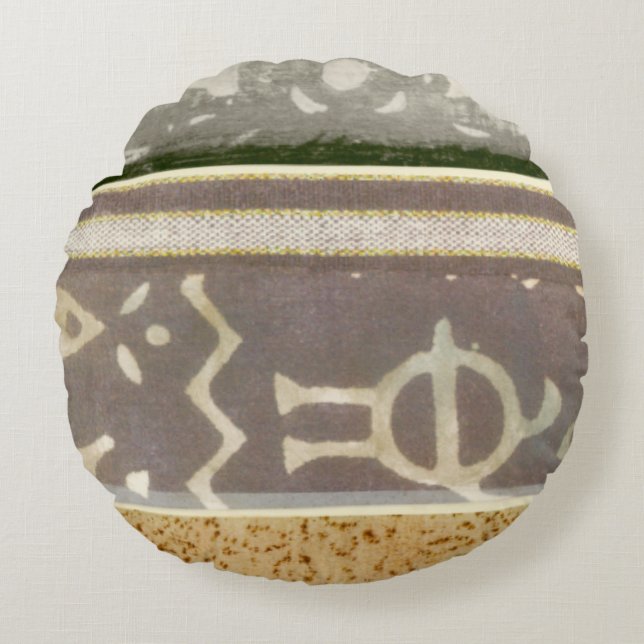 Het hedendaagse Tribale Patroonschilderen van het  Rond Kussen (Voorkant)