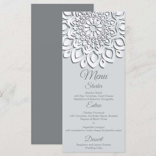 Het hedendaagse witboek snijdt het Mandala-huwelij Menu (Voorkant / Achterkant)