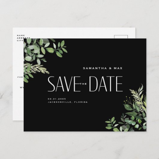 Het hedendaagse Zwarte Weddenschap van Greenery sp Aankondigingskaart (Voorkant / Achterkant)