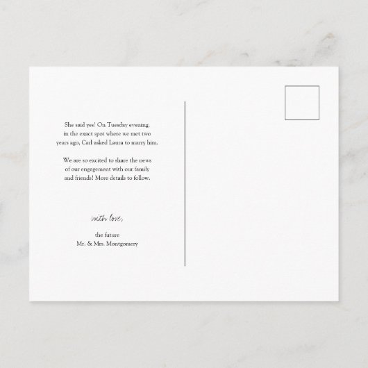 Het heeft nooit een mooie opdracht. | Foto-Verlovi Aankondigingskaart (Achterkant)