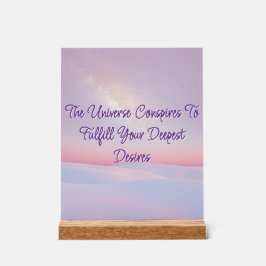 Het heelal spant een acryl teken in acryl bord