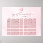 Het Heet Lucht Ballon Baby Shower Verwachte Datum Poster (Voorkant)