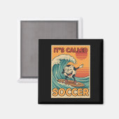 Het Heet Voetbal Grappig Retro Ll Sportfan Mannen  Magneet (Voorkant / Achterkant)