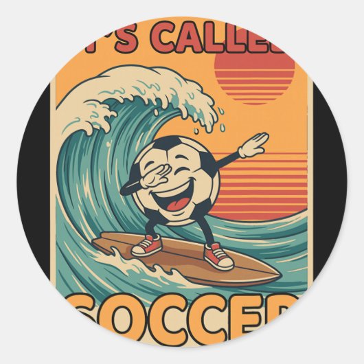 Het Heet Voetbal Grappig Retro Ll Sportfan Mannen Ronde Sticker (Voorkant)