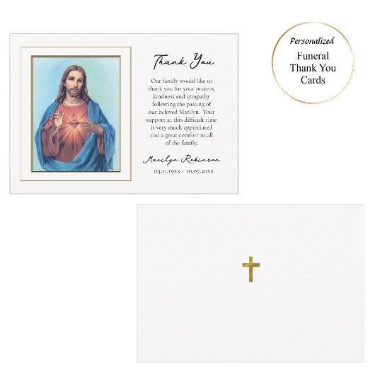 Het Heilig Hart van de katholieke begrafenis van J Bedankkaart
