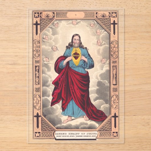 Het Heilig Hart van Jezus Acryl Uitnodigingen (Voorkant)