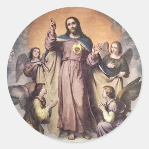 Het Heilig Hart van Jezus op de troon van heerlijk Ronde Sticker