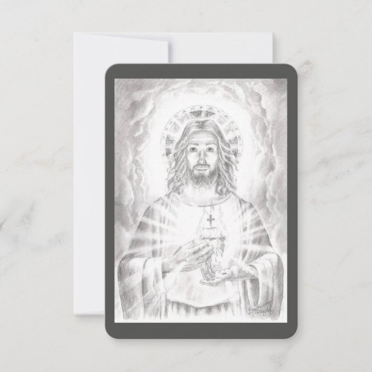Het Heilig Hart van Jezus tekent Kaart (Voorkant)