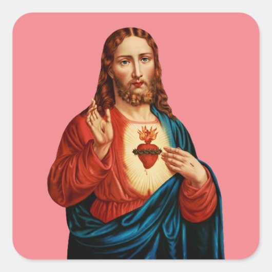 Het Heilig Hart van Jezus Vierkante Sticker (Voorkant)