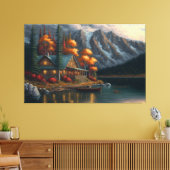 Het heiligdom, Lake House, Cabine, Outdoor schilde Canvas Afdruk (Insitu (Woonkamer))