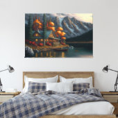 Het heiligdom, Lake House, Cabine, Outdoor schilde Canvas Afdruk (Insitu (Slaapkamer))