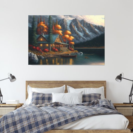 Het heiligdom, Lake House, Cabine, Outdoor schilde Canvas Afdruk (Insitu (Slaapkamer))