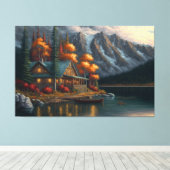 Het heiligdom, Lake House, Cabine, Outdoor schilde Canvas Afdruk (Insitu (Houten vloer))