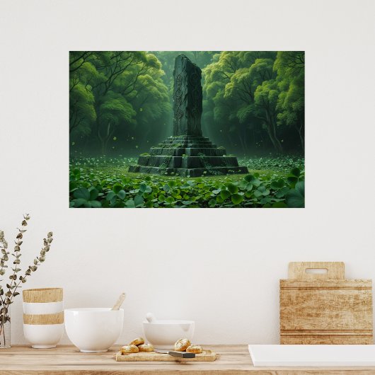 Het heiligdom van het Clover Green Field Poster (Keuken)
