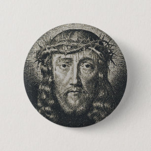 Het Heilige Gelaat gekroond met doornen Ronde Button 5,7 Cm