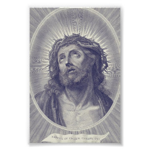 Het Heilige Gelaat Van Jezus Met Doornenkroon Kuns Foto Afdruk
