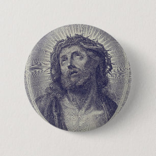 Het Heilige Gelaat Van Jezus Met Doornenkroon Kuns Ronde Button 5,7 Cm