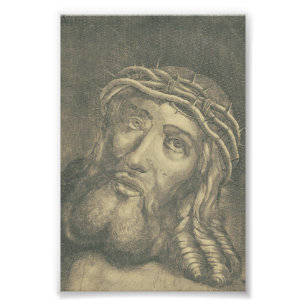 Het Heilige Gelaat Van Jezus Monochroom Kunst Foto Afdruk