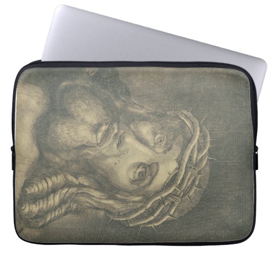 Het Heilige Gelaat Van Jezus Monochroom Kunst Laptop Sleeve (Voorkant)