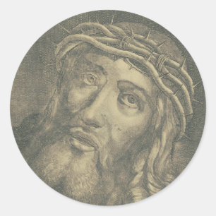 Het Heilige Gelaat Van Jezus Monochroom Kunst Ronde Sticker