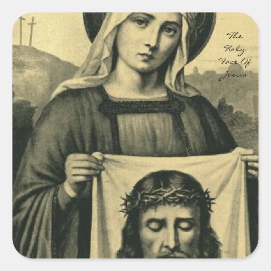 Het heilige gezicht van Jezus Vierkante Sticker (Voorkant)