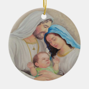 Het Heilige Gezin: Portret van Goddelijke Liefde Keramisch Ornament