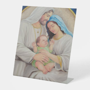 Het Heilige Gezin: Portret van Goddelijke Liefde Reclamebord Met Voetstuk