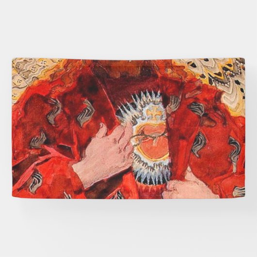 Het heilige hart van Jesus 1911 - Jozef Mehoffer Spandoek (Horizontaal)