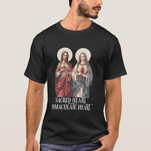 Het heilige hart van Jezus en het onbevlekte hart  T-shirt (Voorkant)