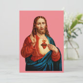 Het Heilige Hart Van Jezus Fijn Kunst Portret Feestdagenkaart (Staand voorkant)