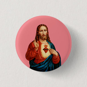 Het Heilige Hart Van Jezus Fijn Kunst Portret Ronde Button 3,2 Cm
