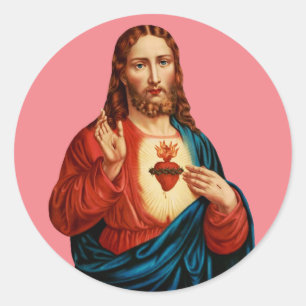Het Heilige Hart Van Jezus Fijn Kunst Portret Ronde Sticker