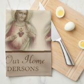 Het heilige hart van Jezus God zegene ons thuis Theedoek (Quarter Fold)