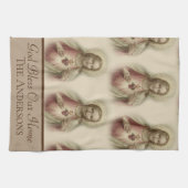 Het heilige hart van Jezus God zegene ons thuis Theedoek (Horizontaal)