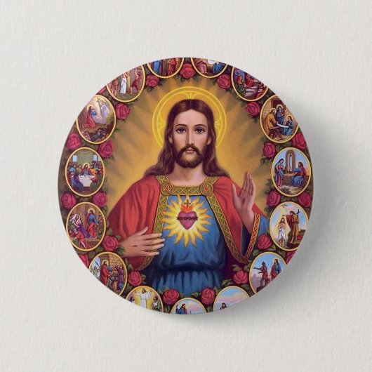 Het heilige hart van Jezus Ronde Button 5,7 Cm (Voorkant)
