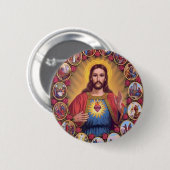 Het heilige hart van Jezus Ronde Button 5,7 Cm (Voorkant /achterkant)