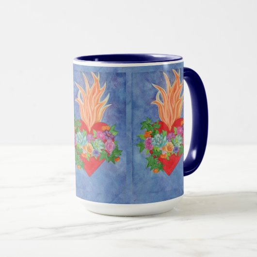 Het heilige hart van Jezus Waterverf Blue Gift Mok (Voorkant rechts)