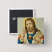 Het heilige hart vierkante button 5,1 cm (Voorkant /achterkant)