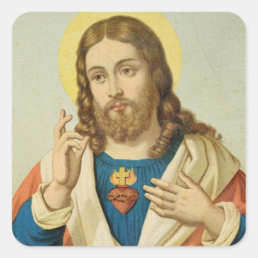 Het heilige hart vierkante sticker (Voorkant)
