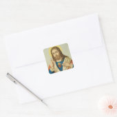 Het heilige hart vierkante sticker (Envelop)