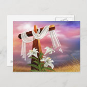 Het Heilige Kruis in het Wit met Lilies Briefkaart (Voorkant / Achterkant)