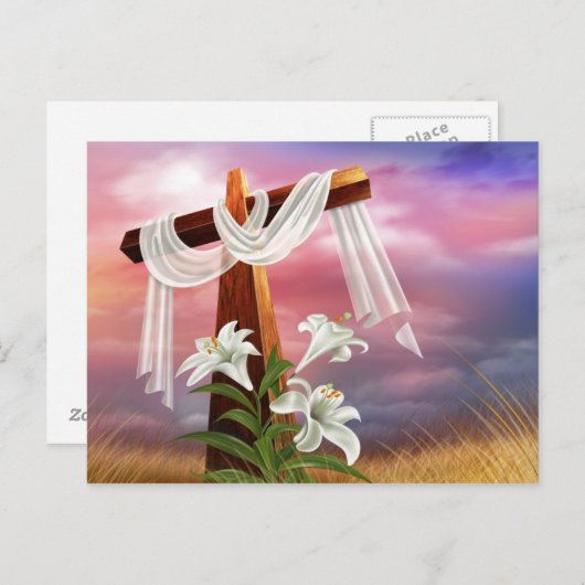 Het Heilige Kruis in het Wit met Lilies Briefkaart (Voorkant / Achterkant)